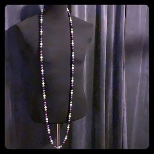 Long Multi-Colored, Faux Pearl Necklace